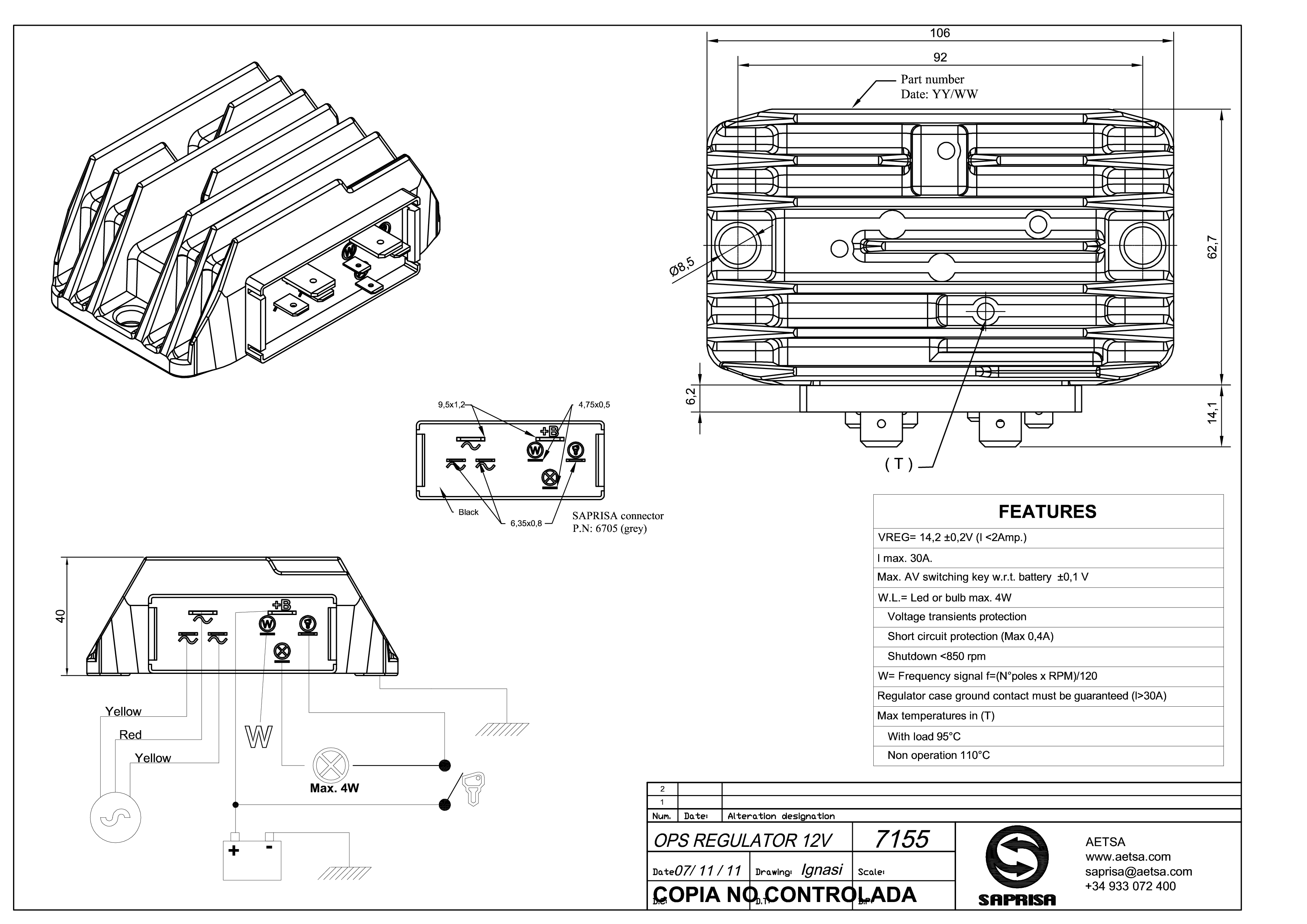 SAPRISA 14V @ ΑΥΤΟΜΑΤΟΣ ΜΑΝΙΑΤΟΥ 12V 25A SAPRISA 7255 LOMBARDINI